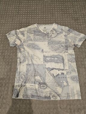 Tori Richard T Shirt, Size M, Ocean Chart